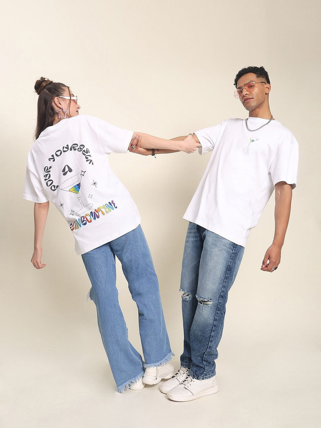 Unisex White Pride Typography Printed Pure Cotton Oversized T-Shirt in Pakistan | PRINDA
