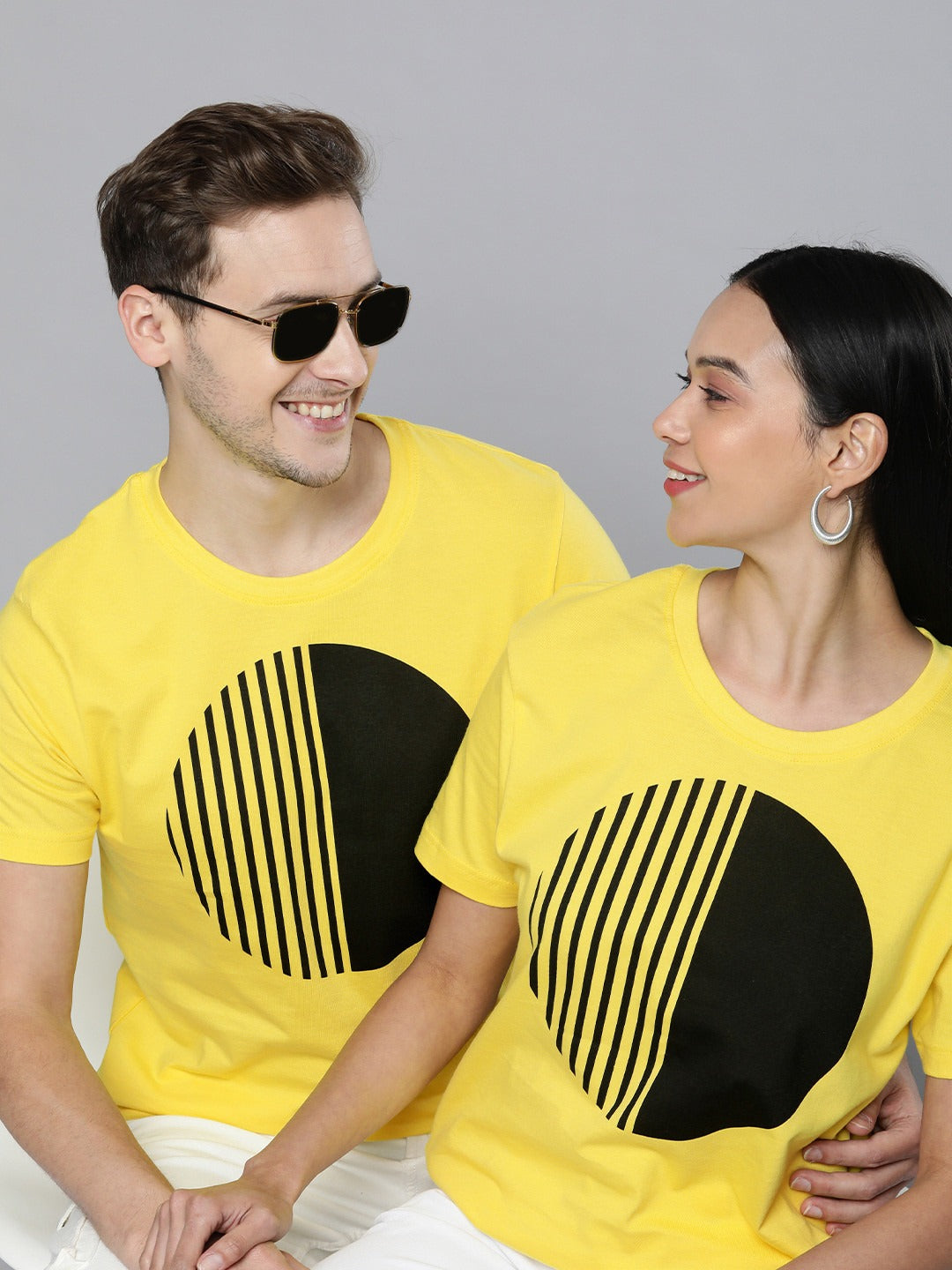 Unisex Yellow Geometrical Printed Casual T-Shirt in Pakistan | PRINDA