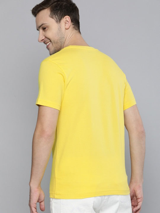 Unisex Yellow Geometrical Printed Casual T-Shirt in Pakistan | PRINDA