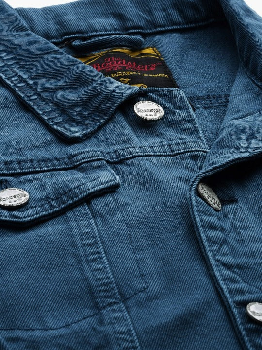 Men Navy Blue Solid Denim Jacket – Versatile Cotton Outerwear for Pakistani Weather | PARINDA