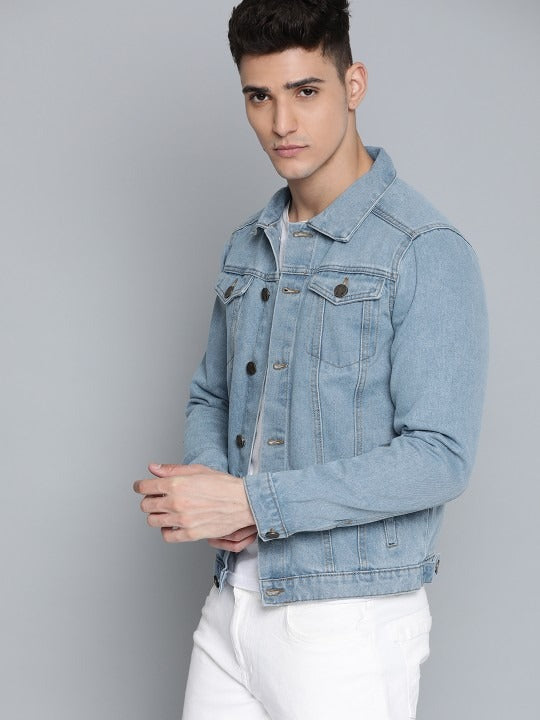 Men Blue Cotton Denim Jacket – Breathable, Stylish Outerwear for All Pakistani Seasons | PARINDA