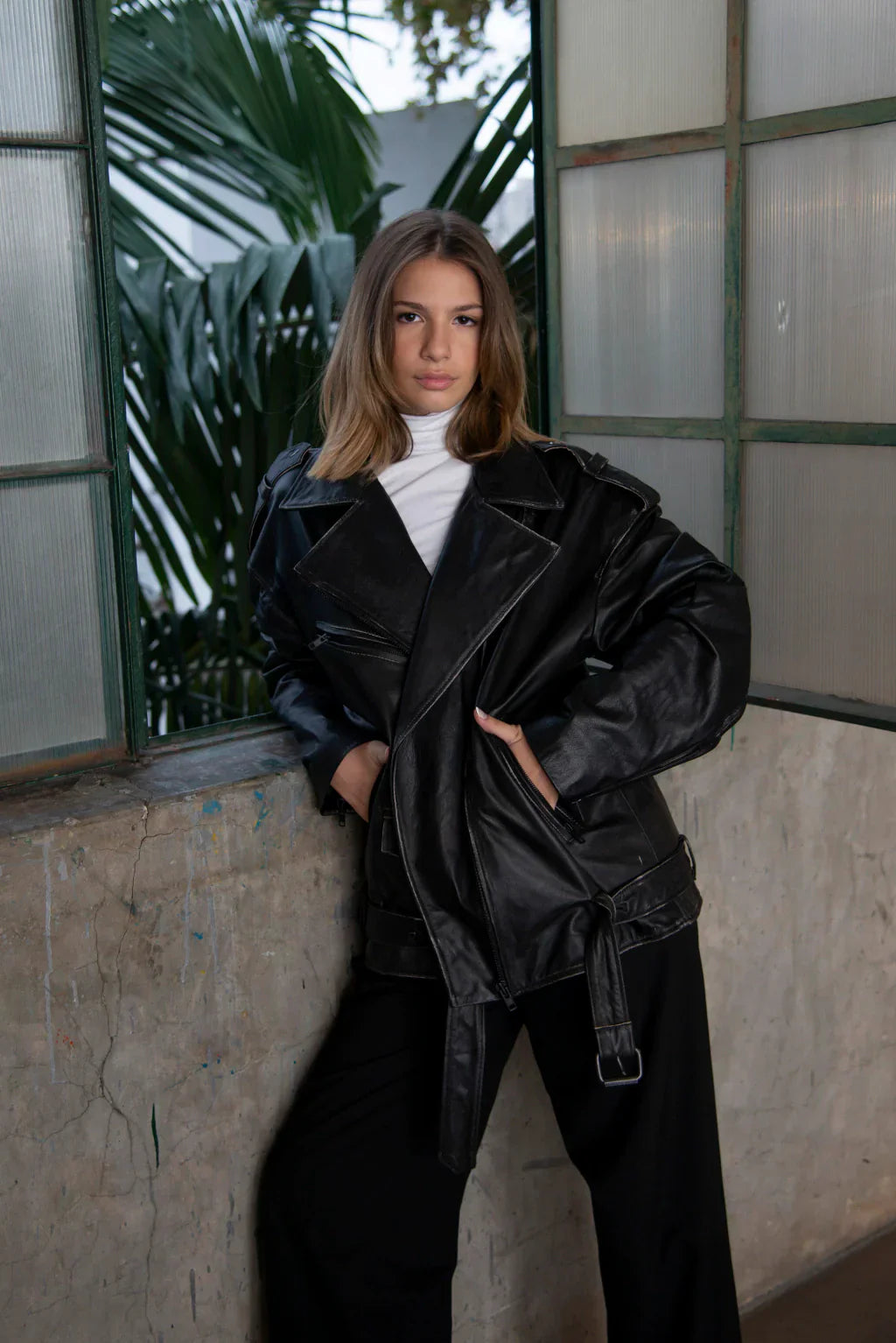 Oversize Women Biker Leather Jacket