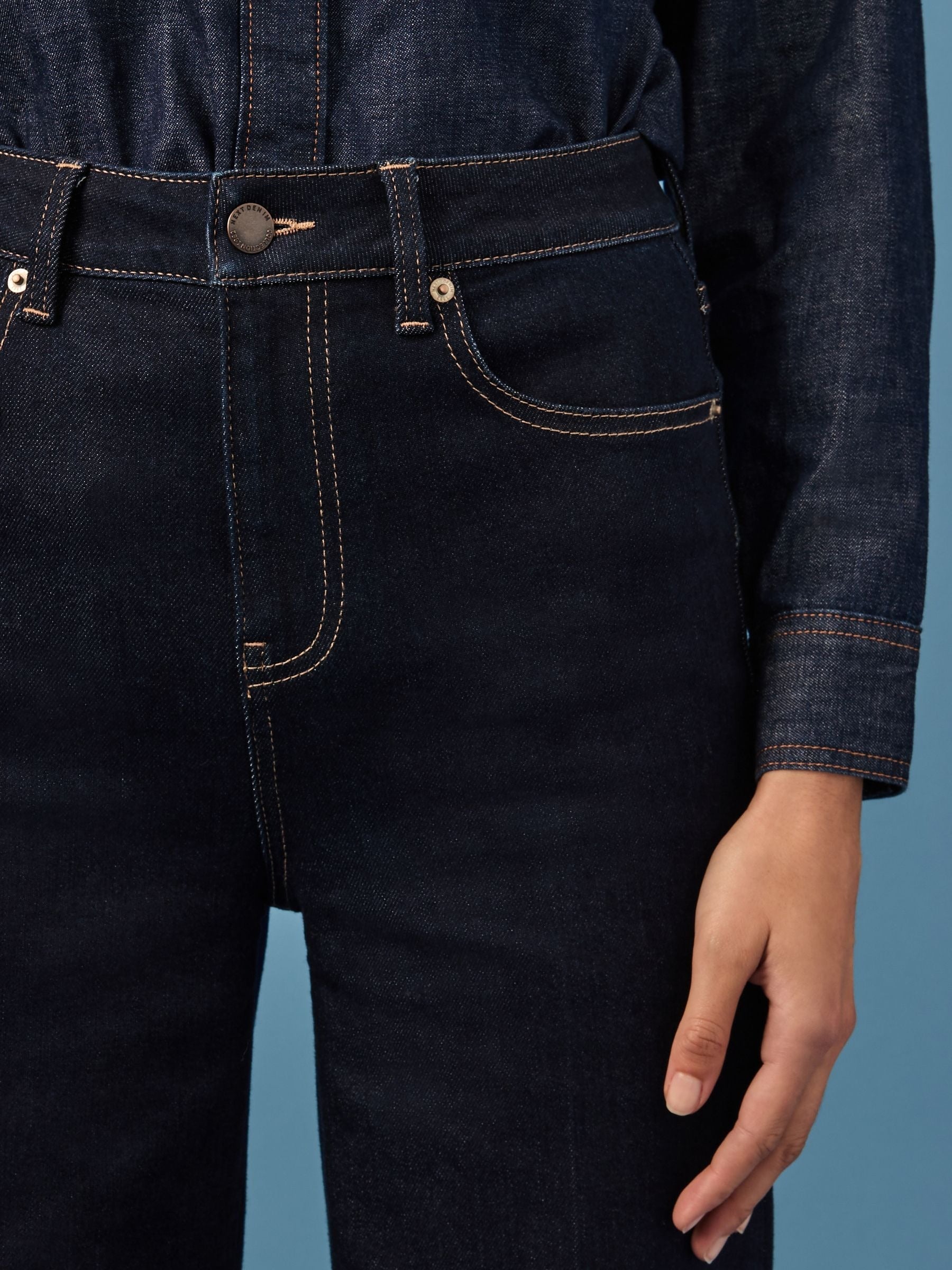 Women Rinse Blue Wide Leg Jeans – High Waist Loose Fit Denim for Everyday Wear in Pakistan | PRINDA