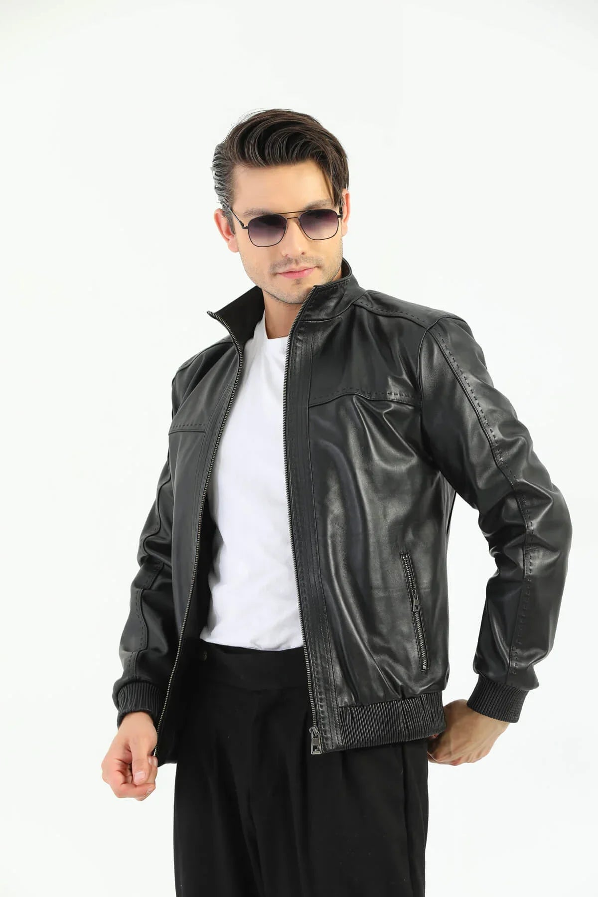 PRINDA Roslin Black Leather Jacket For Men's