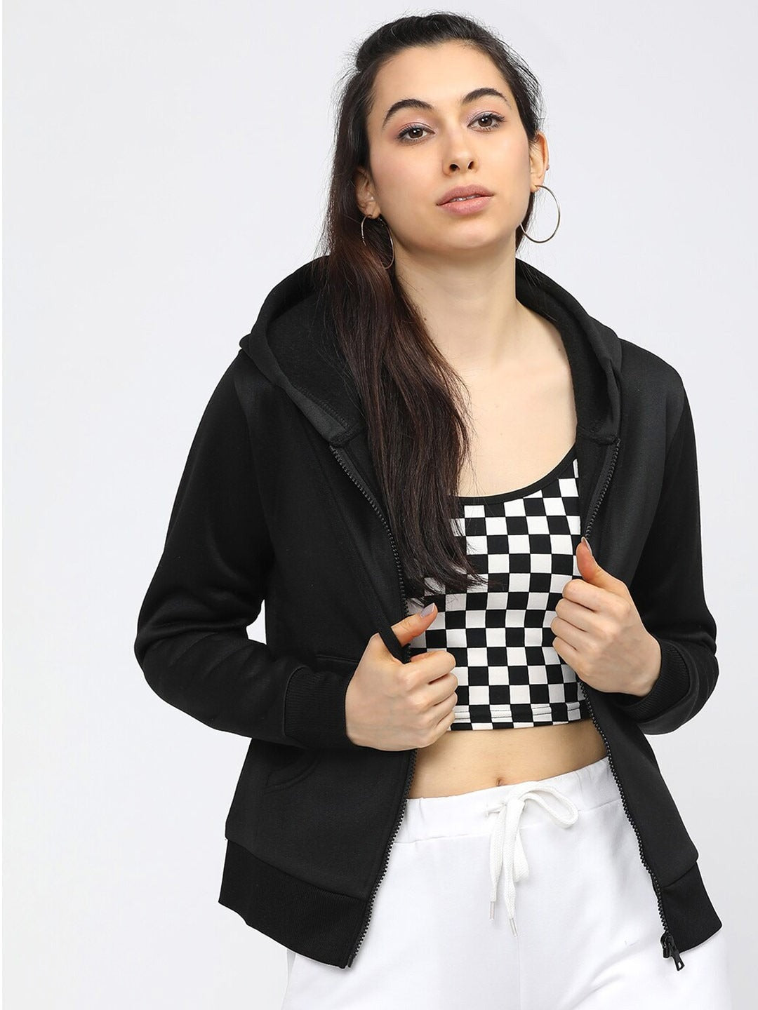 Women Black Hooded Sweatshirt – Cozy Lightweight Hoodie for Pakistan | PRINDA