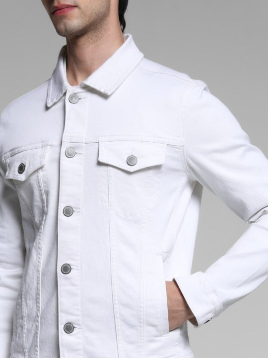 Men Spread Collar Solid Cotton Casual Denim Jacket by PARINDA – Breathable Style for Pakistani Weather