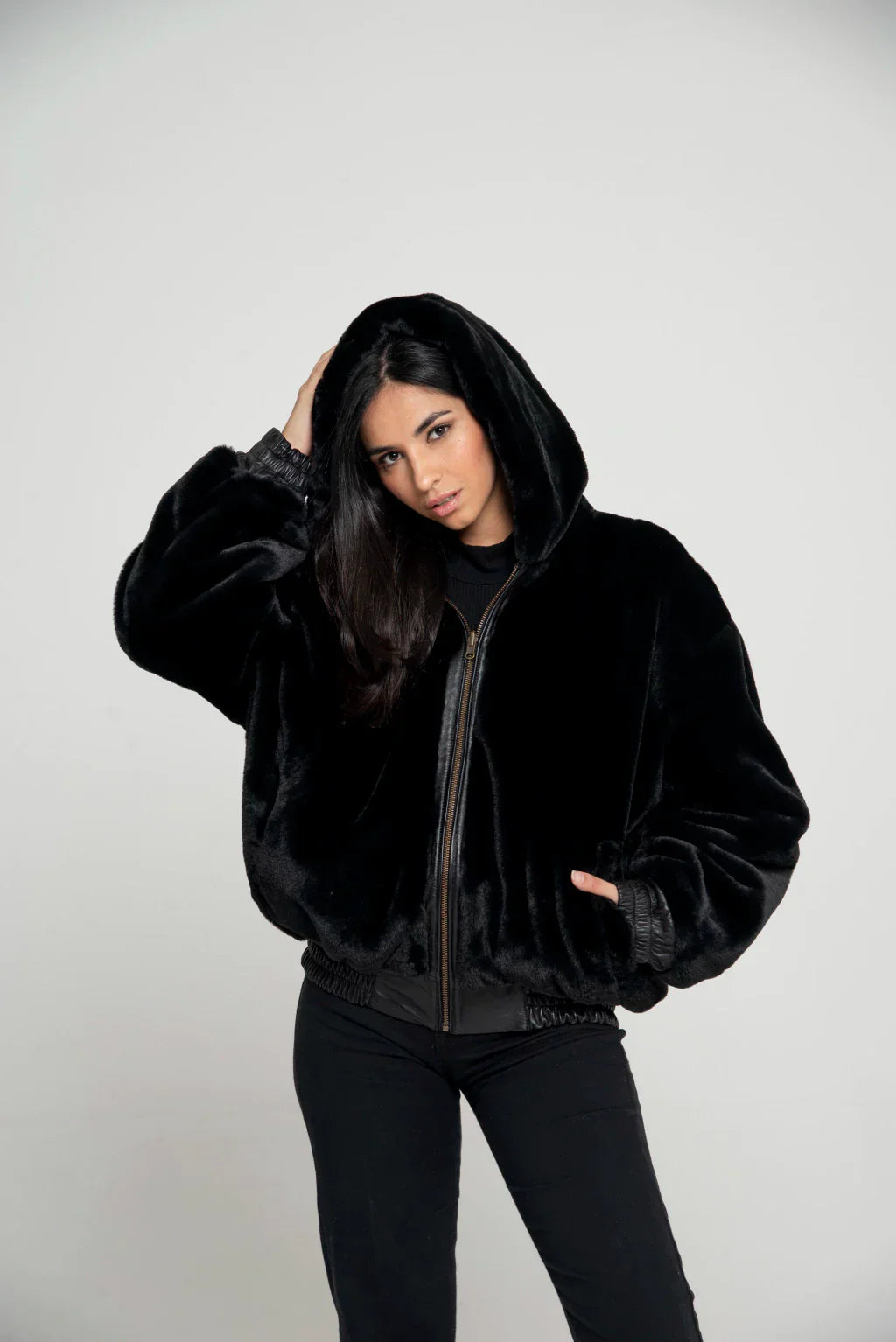 PRINDA Black Reversible Women Leather Jacket