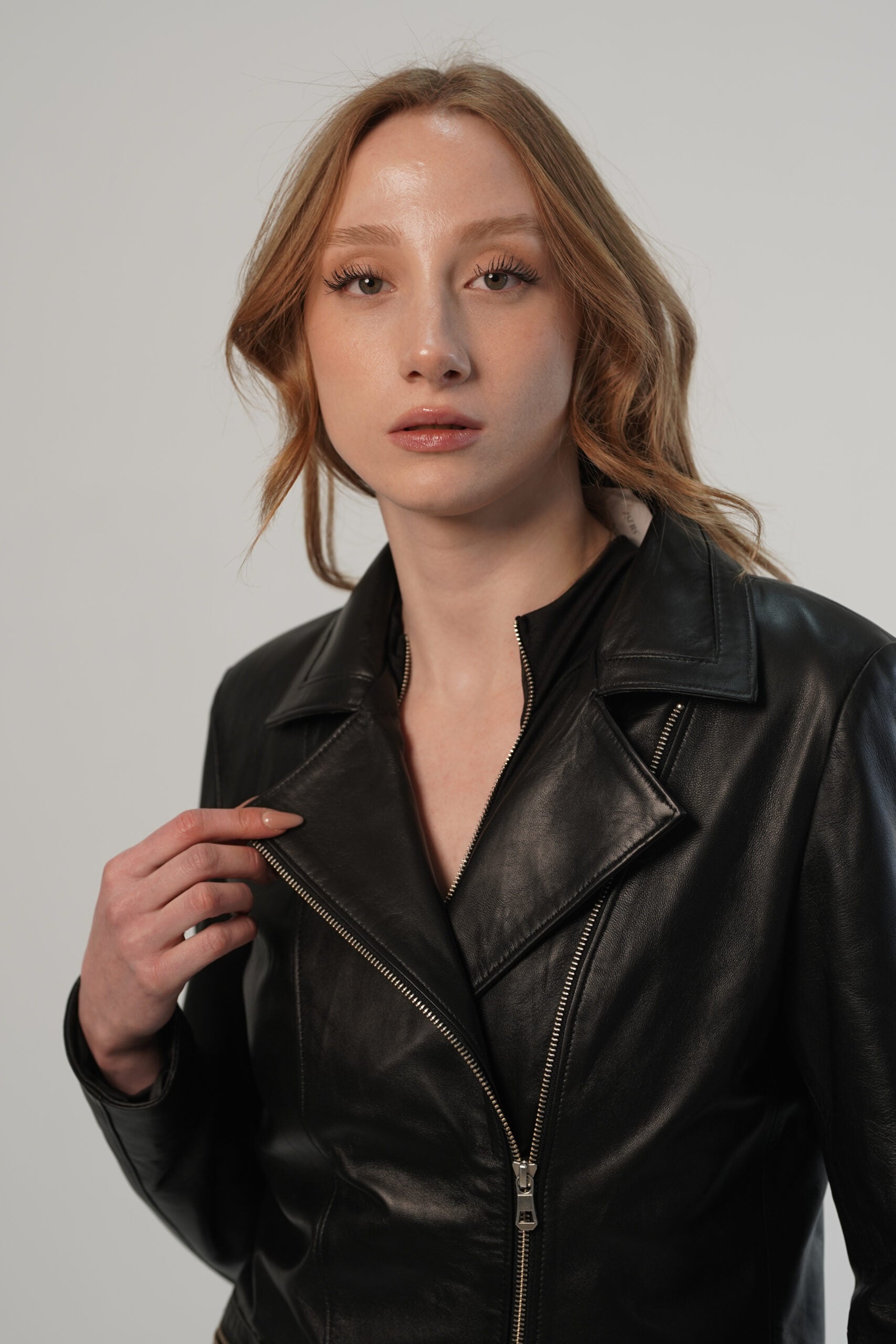 Rina Black Biker Leather Jacket For Women