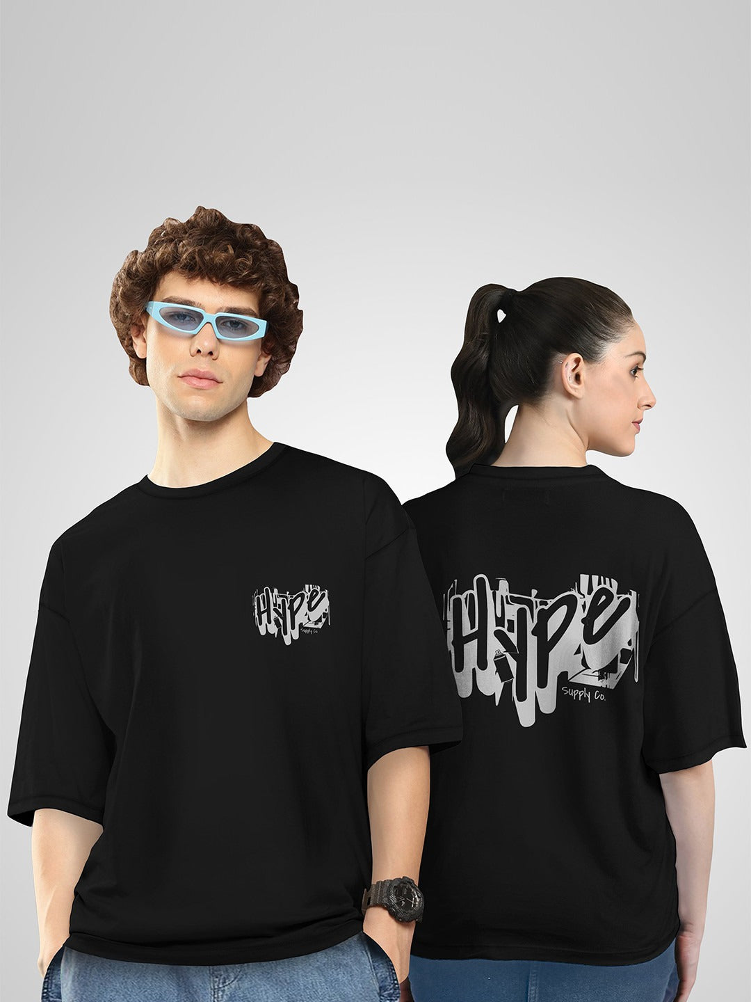 Unisex Twistform Twinny Zone Pack Of 2 HYPE Printed Cotton Oversized T-Shirts – Trendy Streetwear for Men & Women in Pakistan | PRINDA