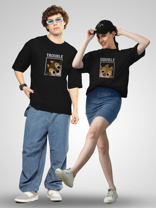 Unisex Twistform Twinny Zone Pack of 2 DTrouble Printed Cotton Oversized T-Shirts – Trendy Unisex Streetwear Tees in Pakistan | PRINDA