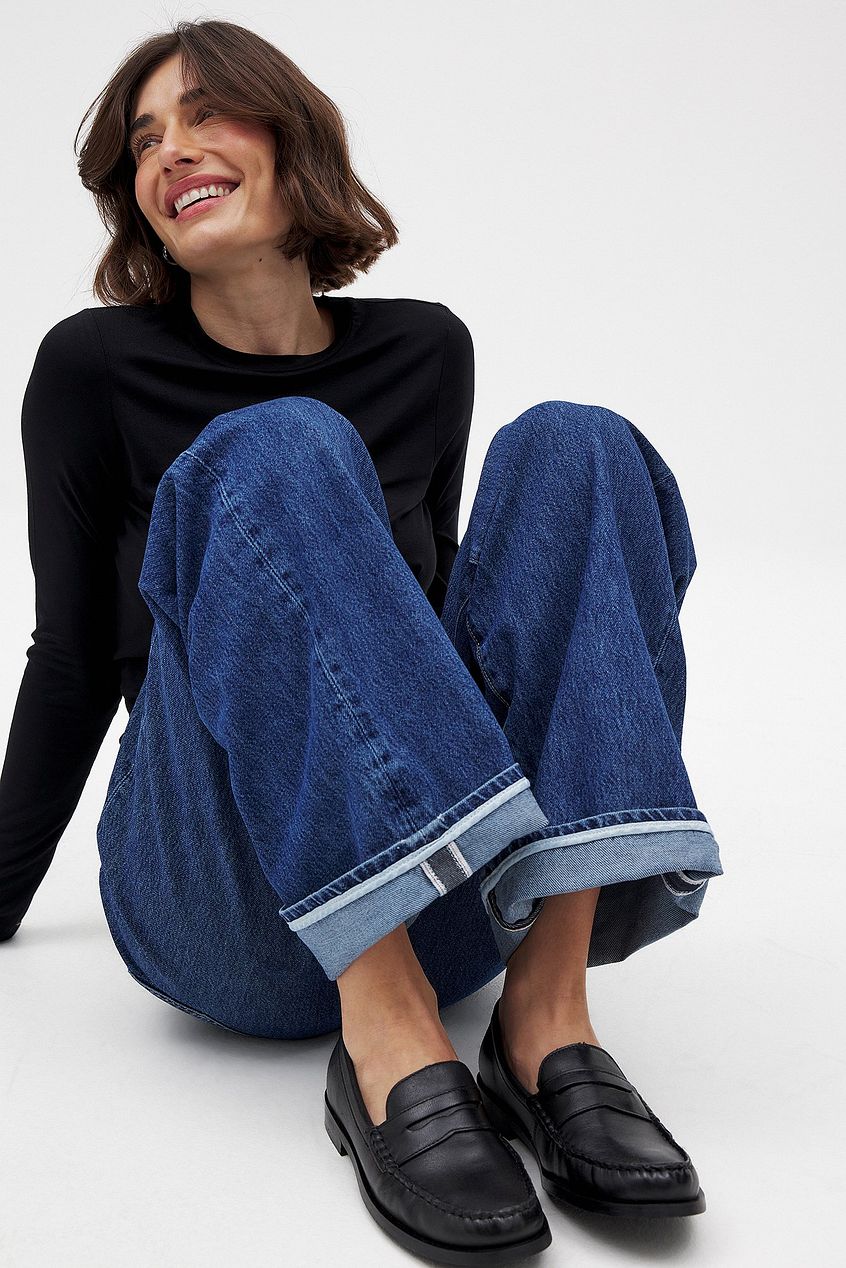 Women Fold Up Loose Denim – Relaxed Fit Cuffed Jeans for Pakistani Women | PRINDA