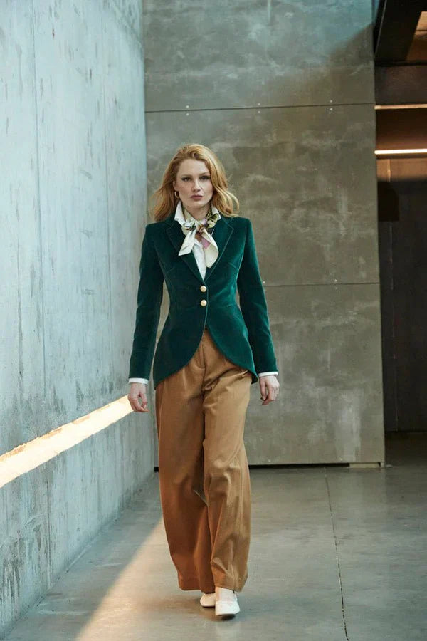 PRINDA Green Velvet Women Blazer Pierre