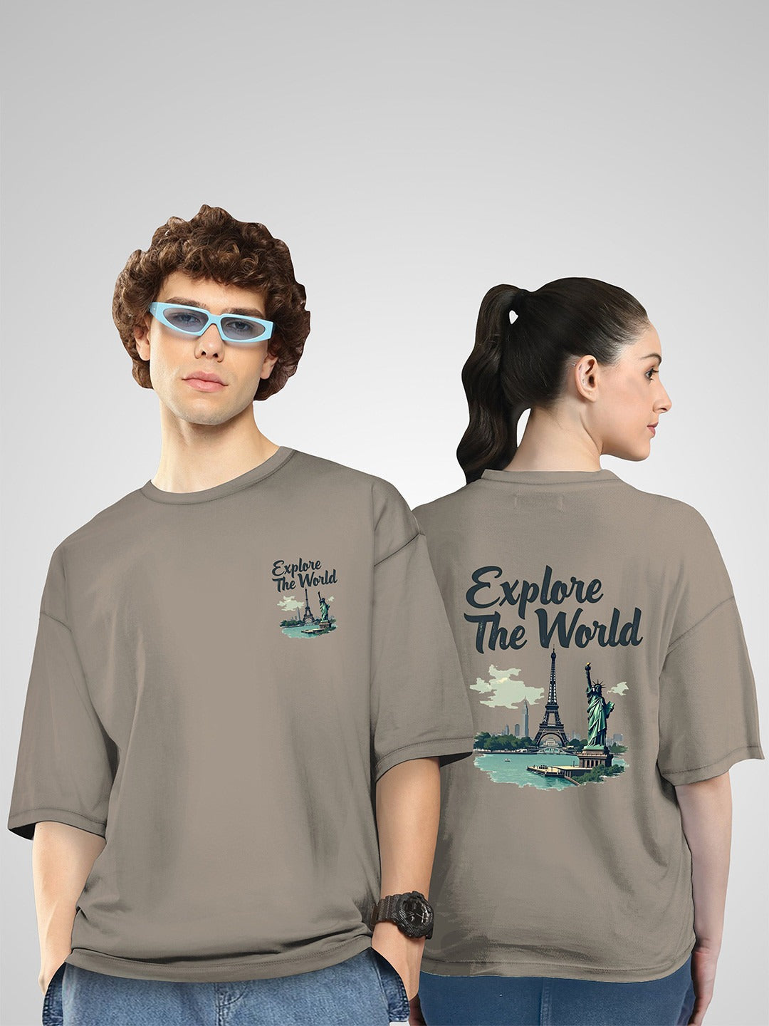 Unisex Twistform Twinny Zone Pack of 2 ExploreW2 Printed Cotton Oversized T-Shirts – Trendy Unisex Streetwear Tees in Pakistan | PRINDA