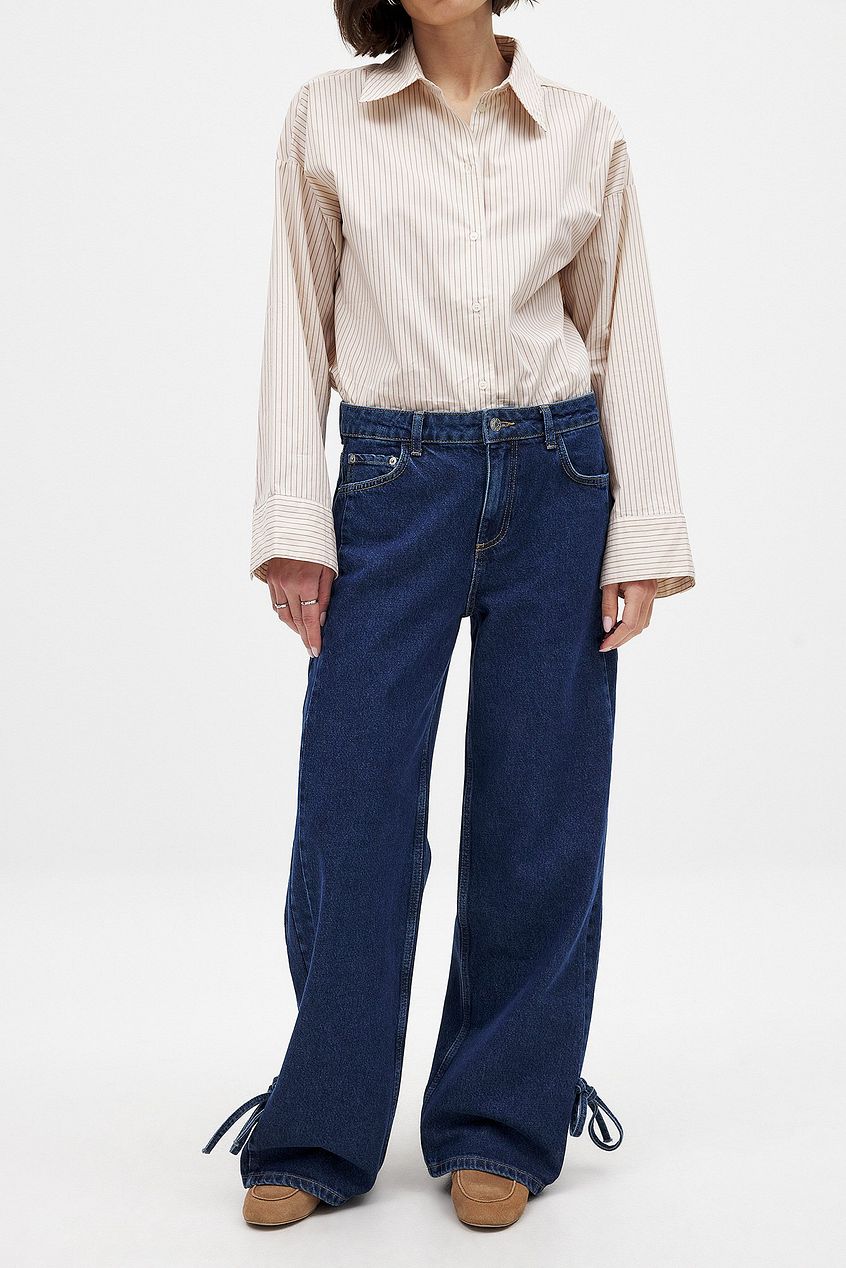 Women Tie Detail Denim Jeans – Tie-Front Waist Denim, Adjustable Fit & Fusion Style | PRINDA