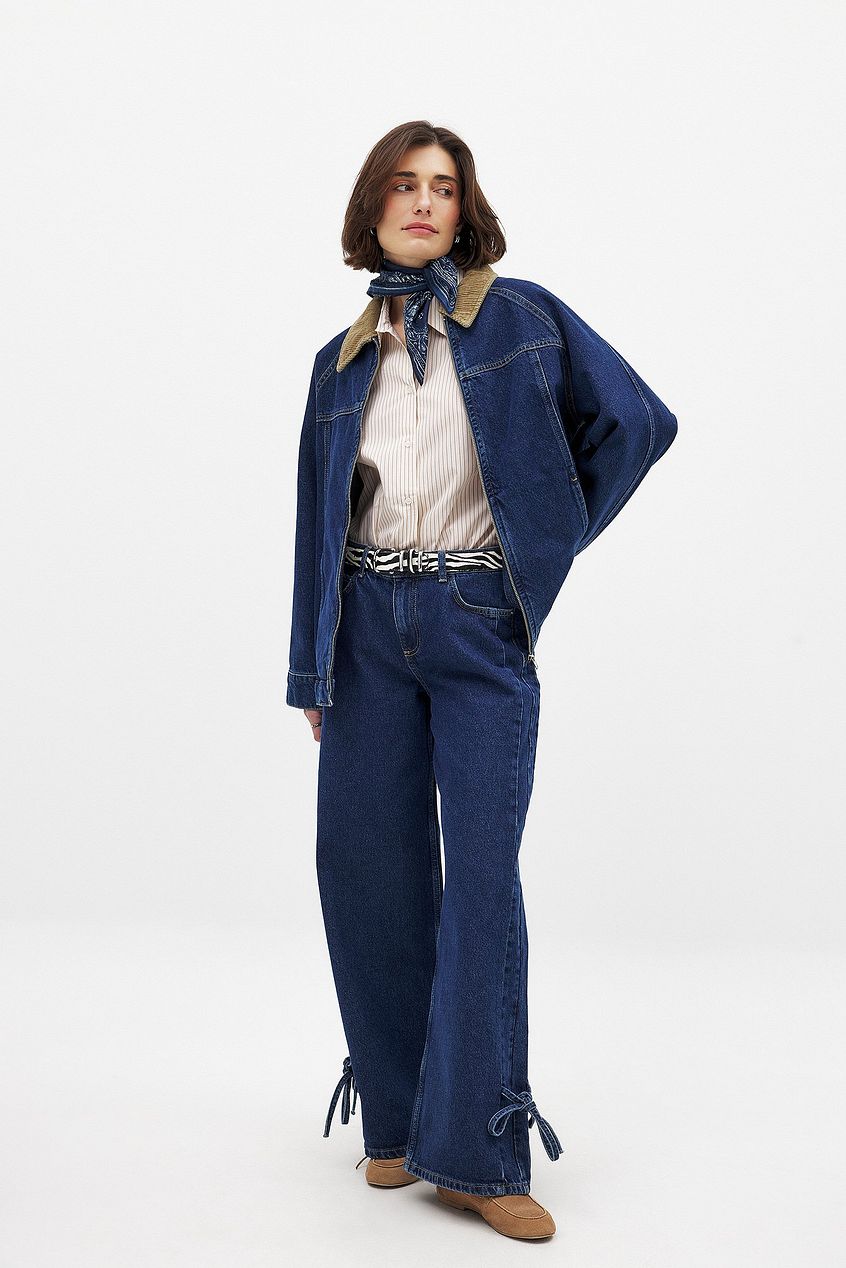 Women Tie Detail Denim Jeans – Tie-Front Waist Denim, Adjustable Fit & Fusion Style | PRINDA