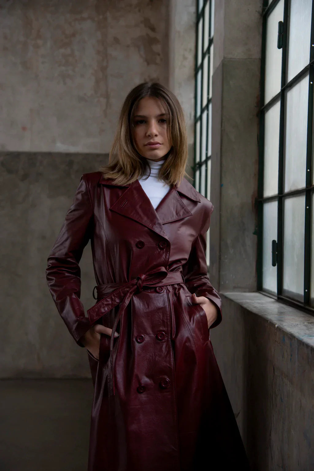 PRINDA Brown Leather Coat For Women's