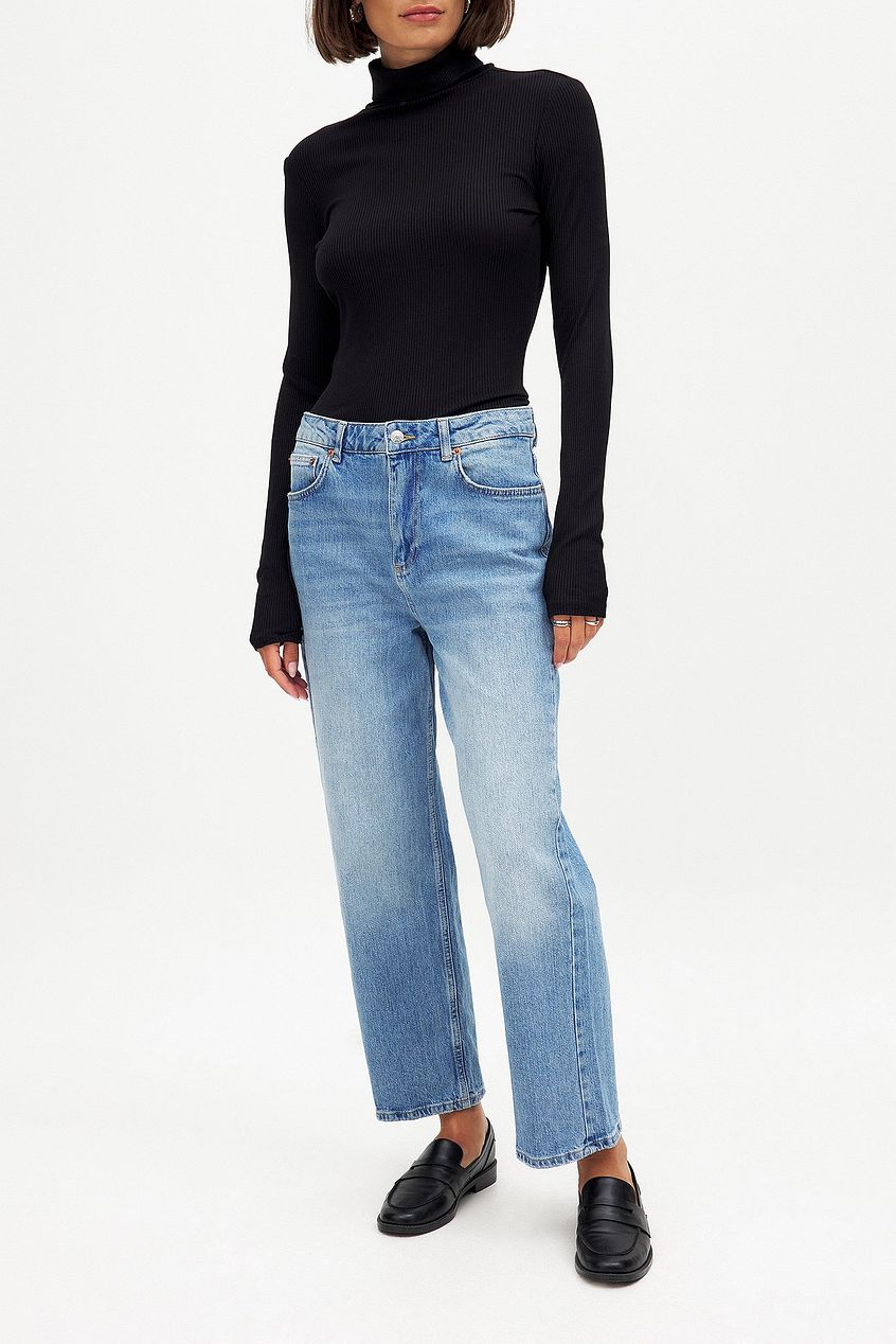 Women Straight High Waist Cropped Jeans – High-Rise Ankle Crop, Clean Straight Leg | PRINDA