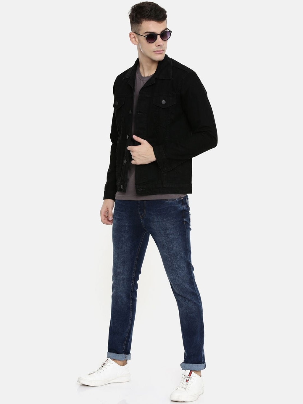 Men Black Solid Denim Jacket – Urban Cotton Outerwear for Pakistani Weather | PARINDA