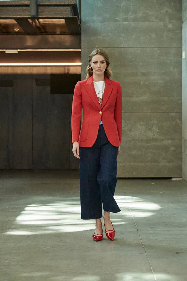 PRINDA Red Women Blazer with Plastron Pockets