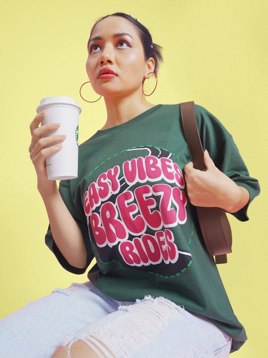 Unisex Typography Printed Round Neck Cotton Oversized T-shirt – Trendy Streetwear in Pakistan | PRINDA