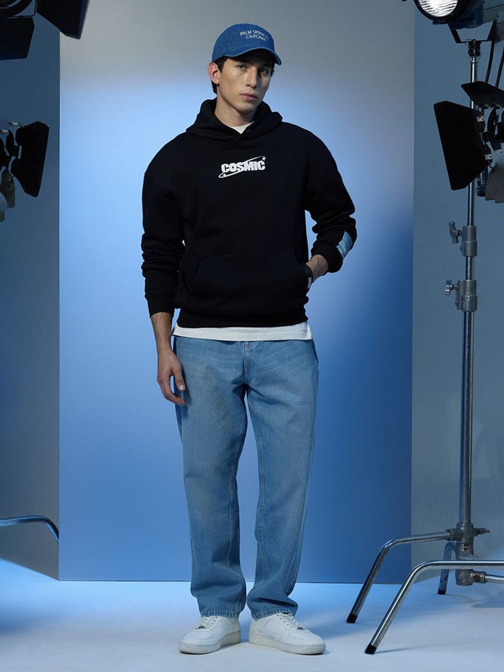 Stars Within Cosmic Black Oversized Hoodie – Trendy Streetwear Hoodie for Men & Women in Pakistan | PRINDA