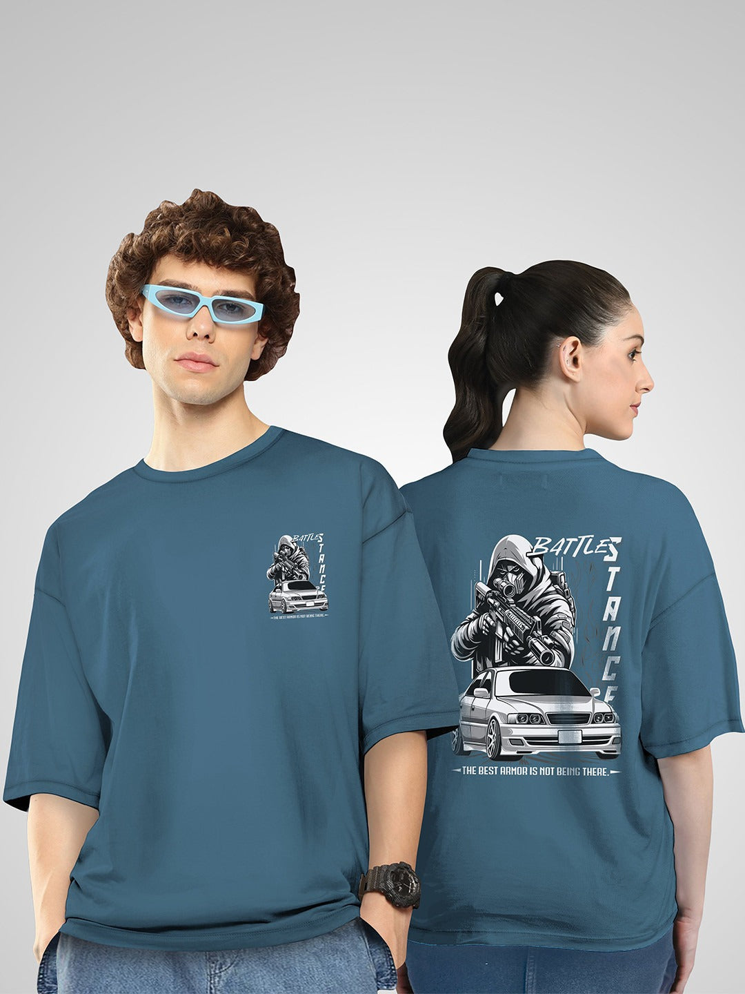Unisex Pack of 2 HustleH Printed Cotton Oversized T-Shirts – Twinny Zone Graphic Tees for Men & Women in Pakistan | PRINDA