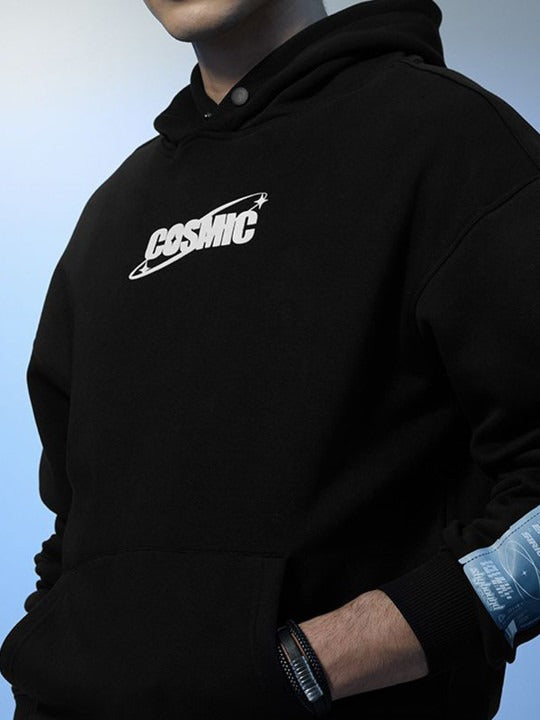 Stars Within Cosmic Black Oversized Hoodie – Trendy Streetwear Hoodie for Men & Women in Pakistan | PRINDA