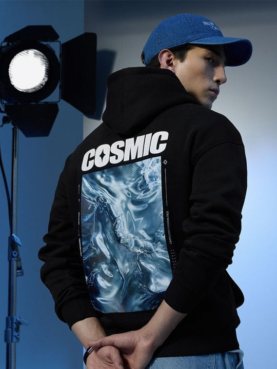Stars Within Cosmic Black Oversized Hoodie – Trendy Streetwear Hoodie for Men & Women in Pakistan | PRINDA