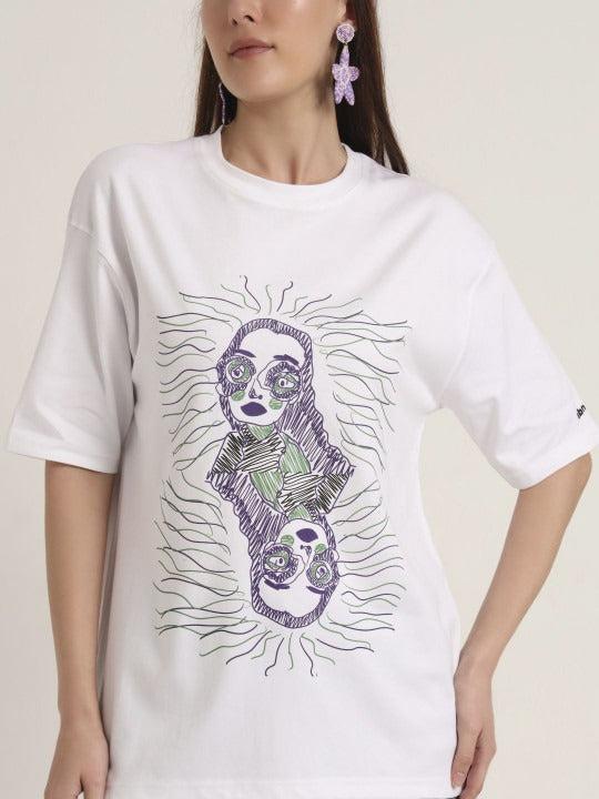 Unisex Overthinker Graphic Printed Cotton Oversized T-Shirt – Trendy Streetwear for Men & Women in Pakistan | PRINDA