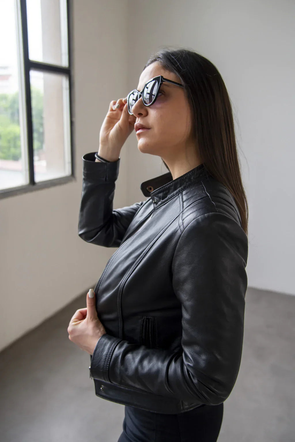 Roadster Jet Black Biker Leather Jacket