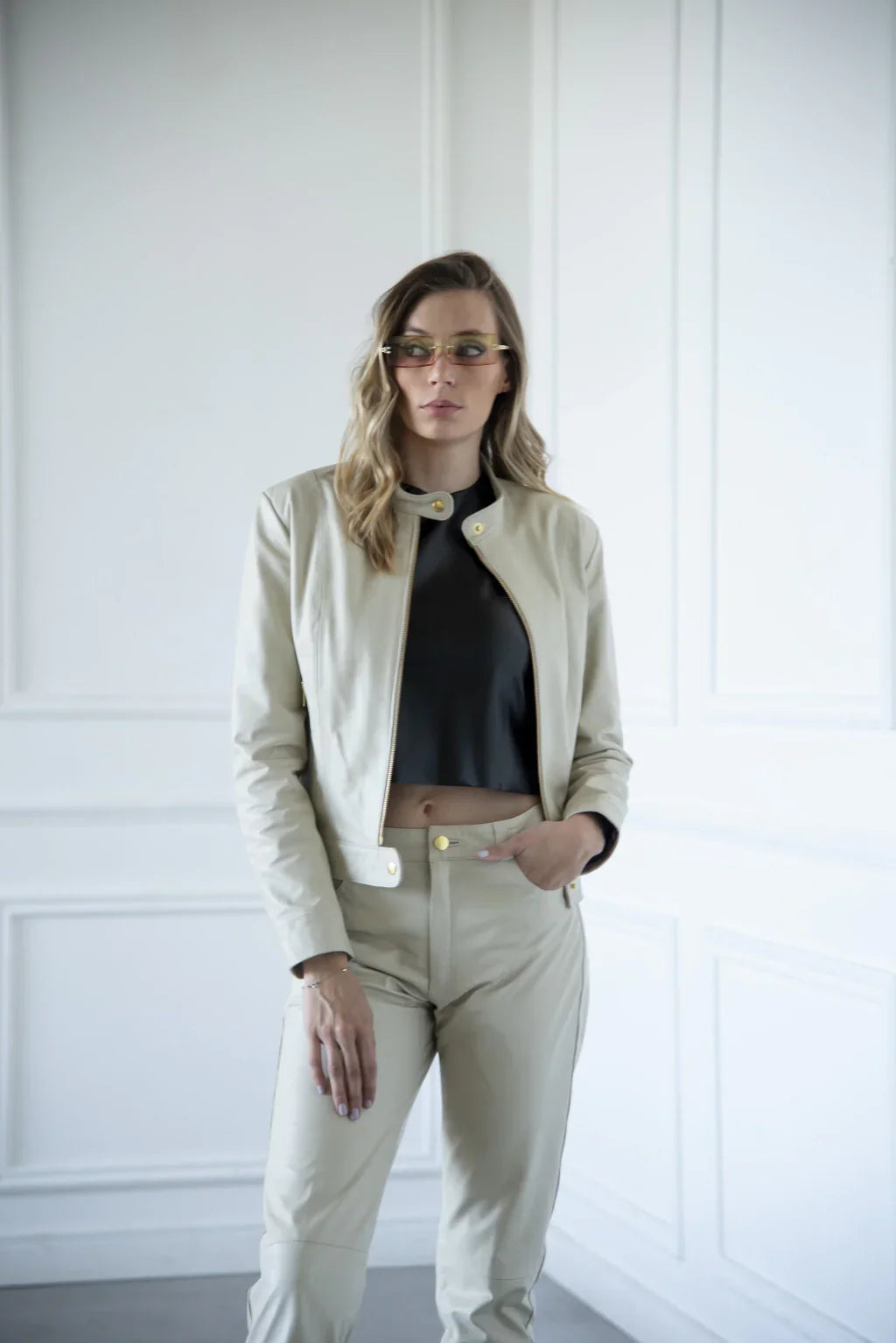 Off White Women Biker Leather Jacket