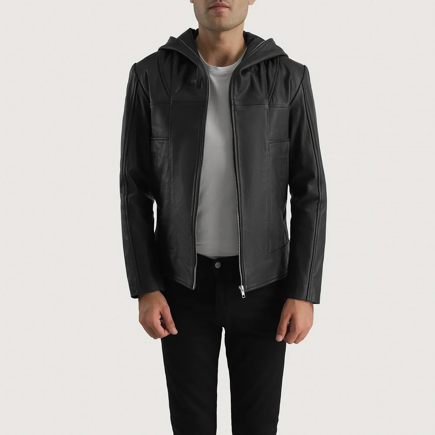 Black Hooded Premium Leather Jacket