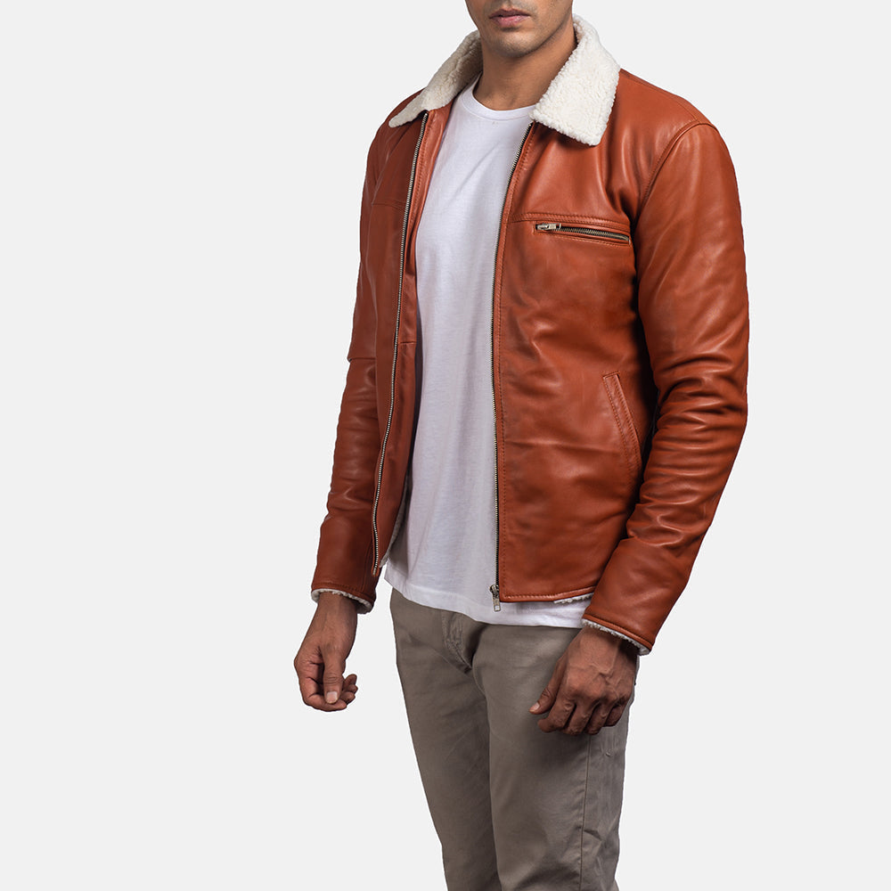 PRINDA Tan Shearling Leather Jacket