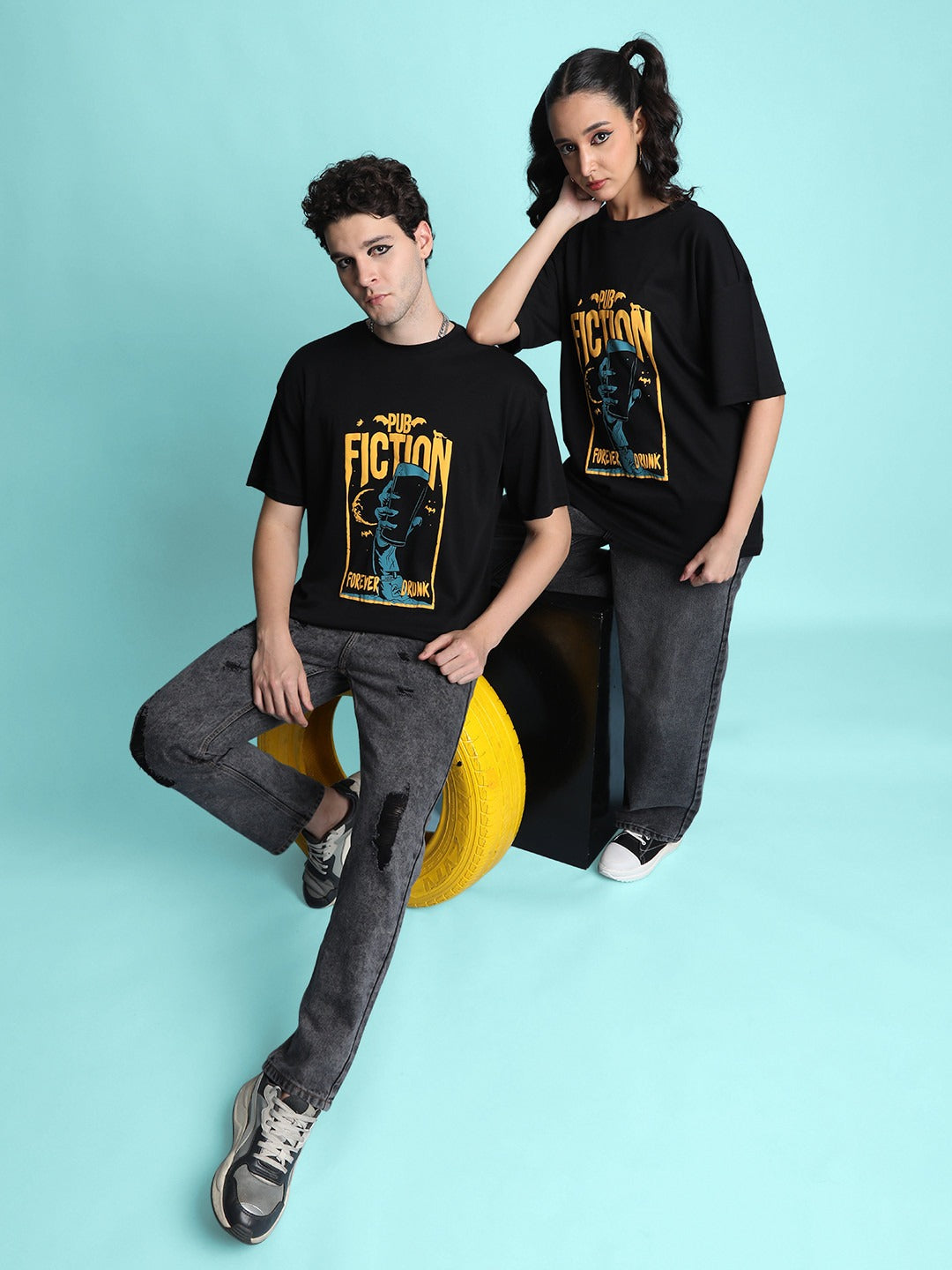 Unisex Printed Extended Sleeves Oversized T-Shirt – Trendy Cotton Streetwear for Pakistan | PRINDA