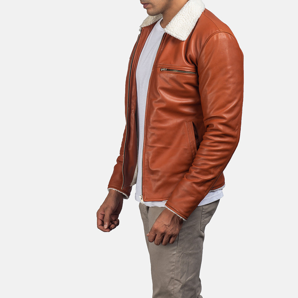 PRINDA Tan Shearling Leather Jacket