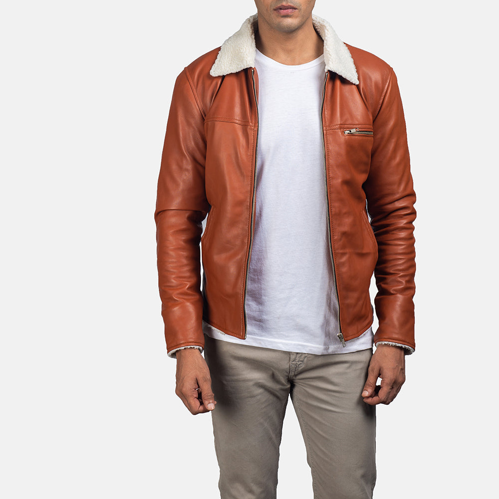 PRINDA Tan Shearling Leather Jacket