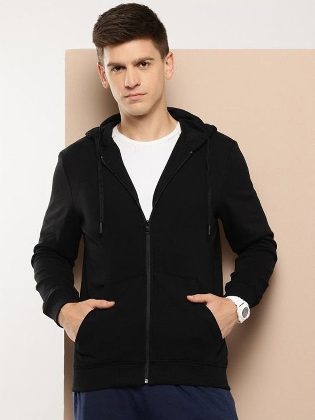 Men Black Relaxed Fit Hoodie – Comfortable Cotton Sweatshirt for Everyday Wear in Pakistan | PRINDA