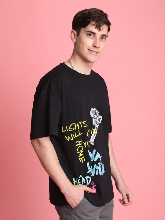 Unisex Printed Extended Sleeves Oversized T-Shirt – Trendy Streetwear Cotton Outfit in Pakistan | PRINDA