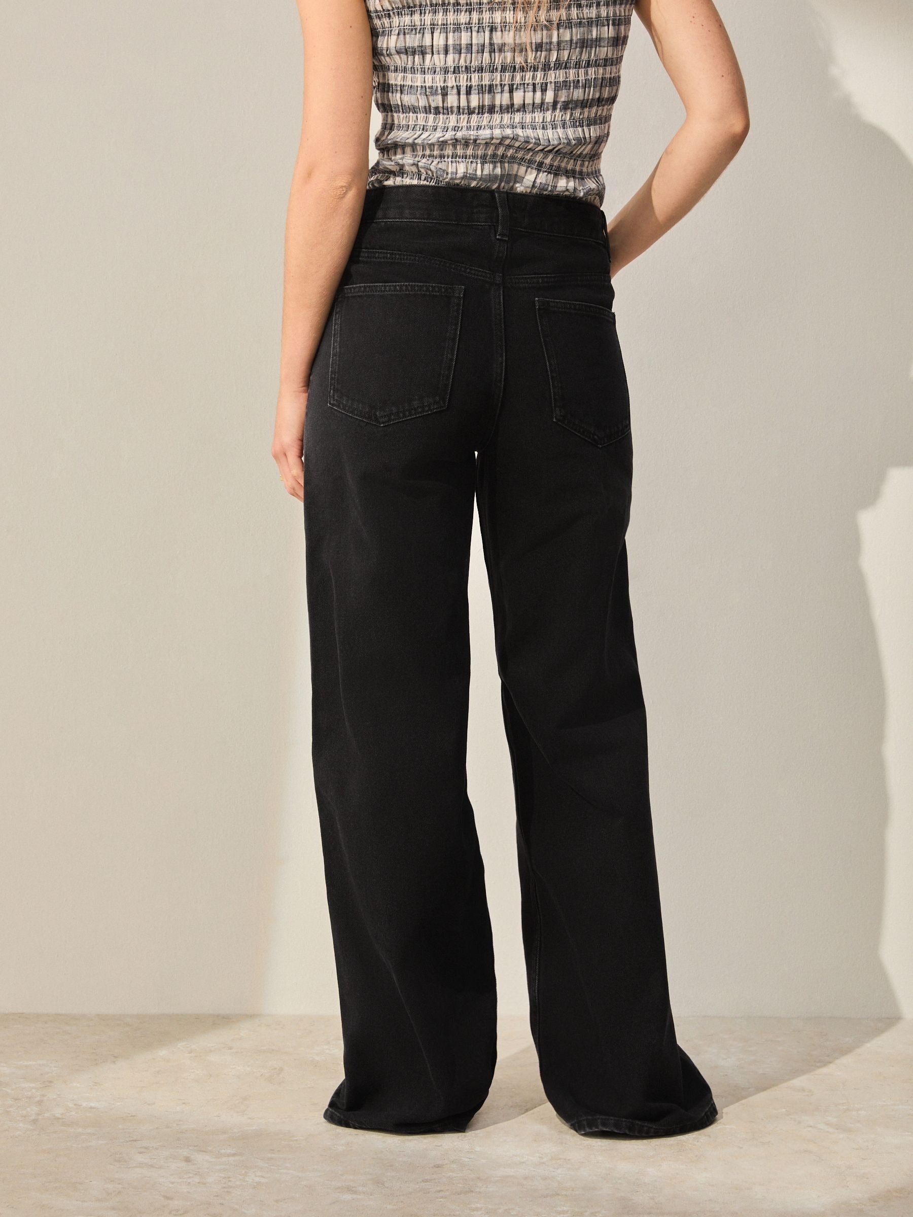Women Black Wide Leg Jeans – Trendy High Waist Denim Pants for Pakistan | PRINDA