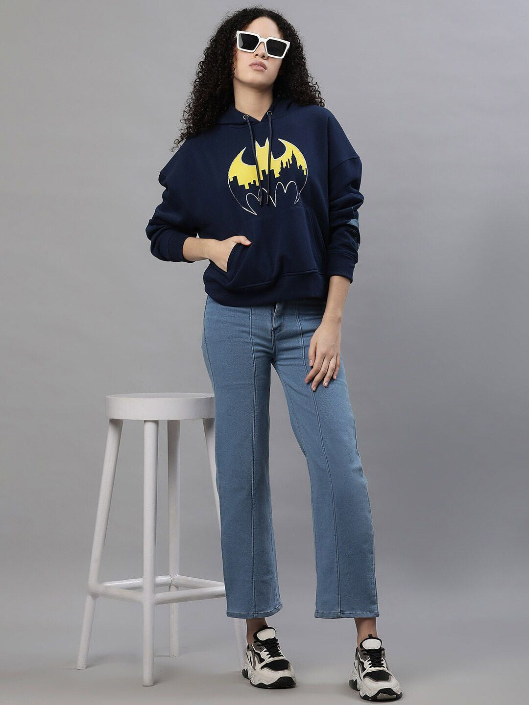 Batman Printed Cotton Hoodie – Drop Shoulder Sleeves Hooded Sweatshirt for Women & Men in Pakistan | PRINDA