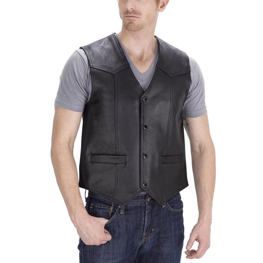 PRINDA Raider Leather Motorcycle Vest for Men