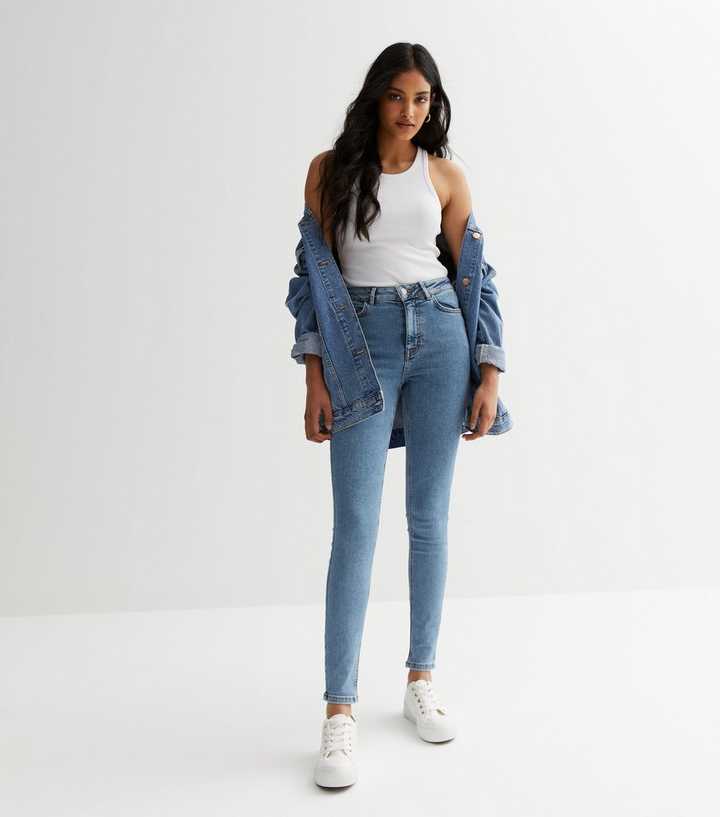 Blue Mid Rise Amie Skinny Jeans - PRINDA - Jeans - 