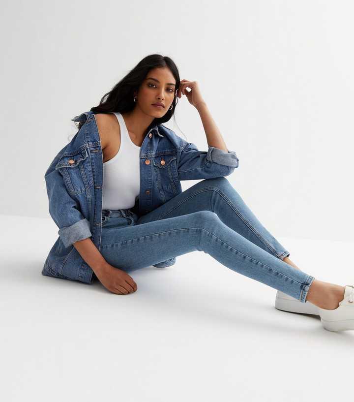 Blue Mid Rise Amie Skinny Jeans - PRINDA - Jeans - 