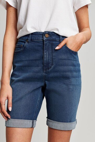 Blue Shirley Long Denim Shorts - PRINDA - Shorts & Skirts - 