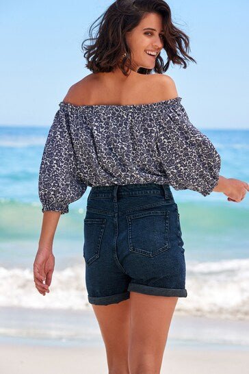 Comfort Stretch Denim Mom Shorts - PRINDA - Shorts & Skirts - 