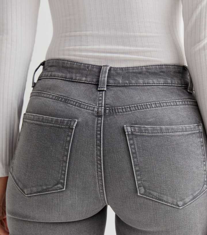 Dark Grey Mid Rise Skinny Jeans - PRINDA - Jeans - 