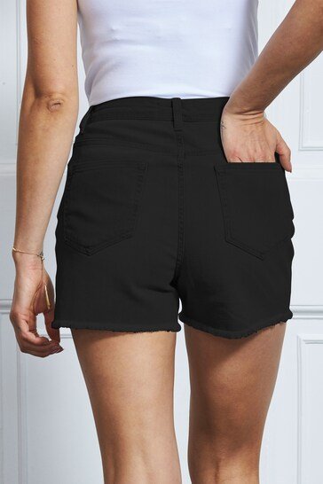 Denim Raw Edge Shorts - PRINDA - Shorts & Skirts - 
