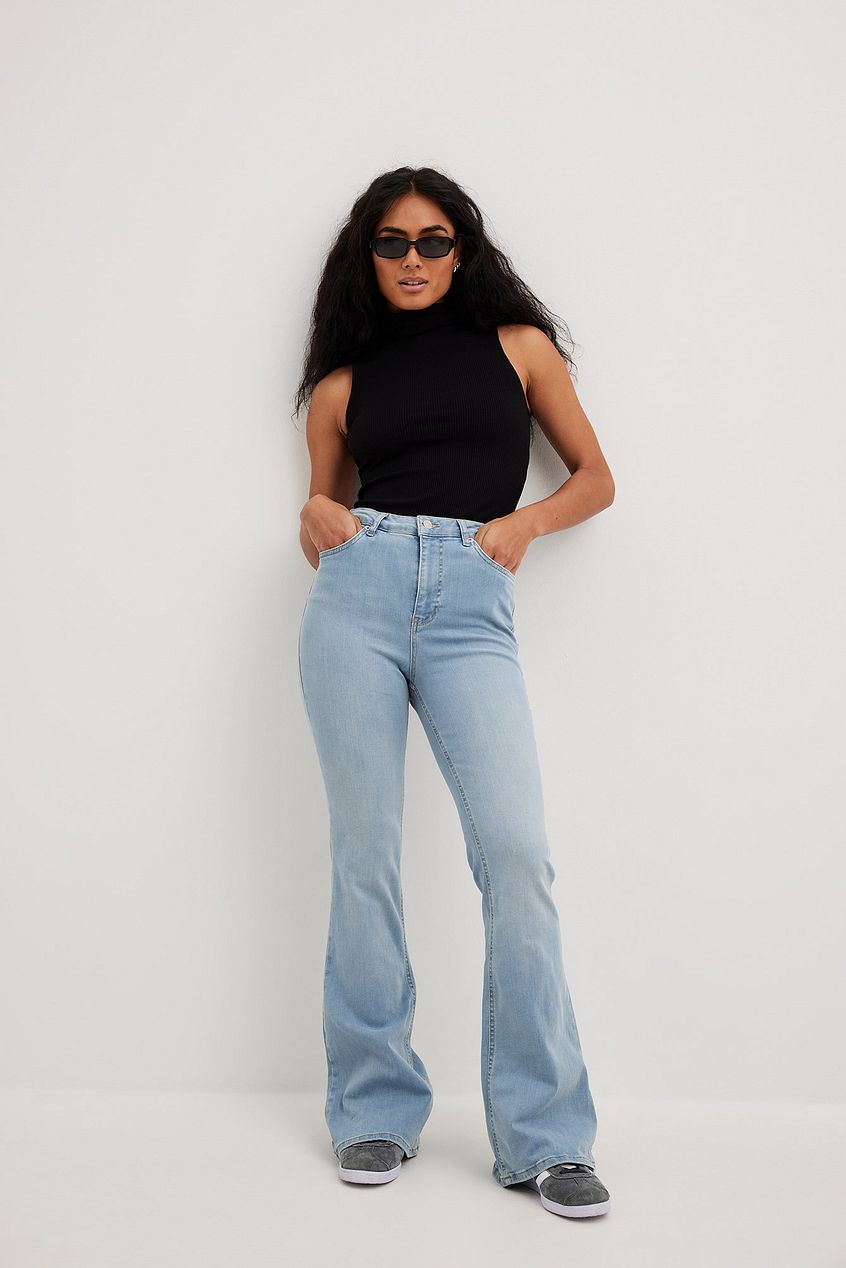 Flared High Waist Stretch Jeans For Womens - PRINDA - Jeans - 
