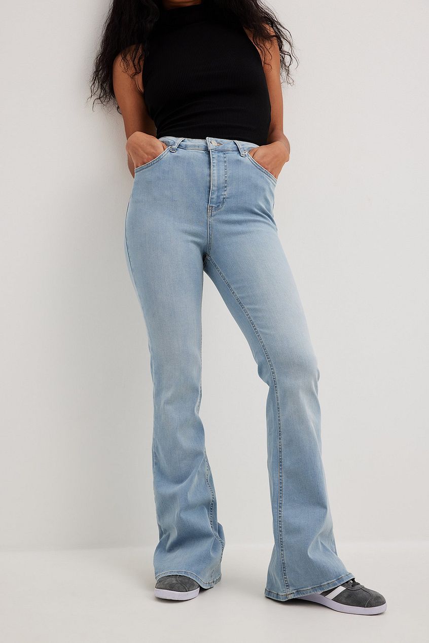 Flared High Waist Stretch Jeans For Womens - PRINDA - Jeans - 