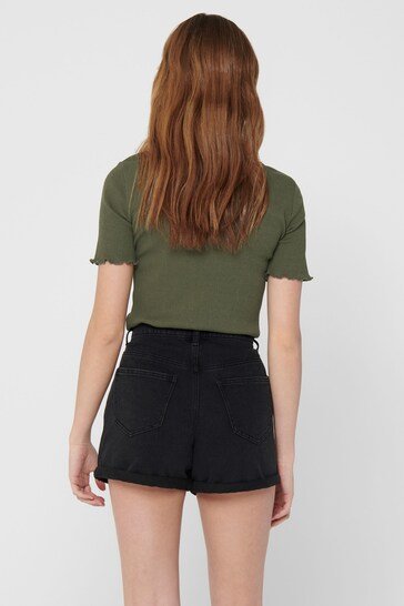 High Waisted Stretch Mom Denim Shorts - PRINDA - Shorts & Skirts - 